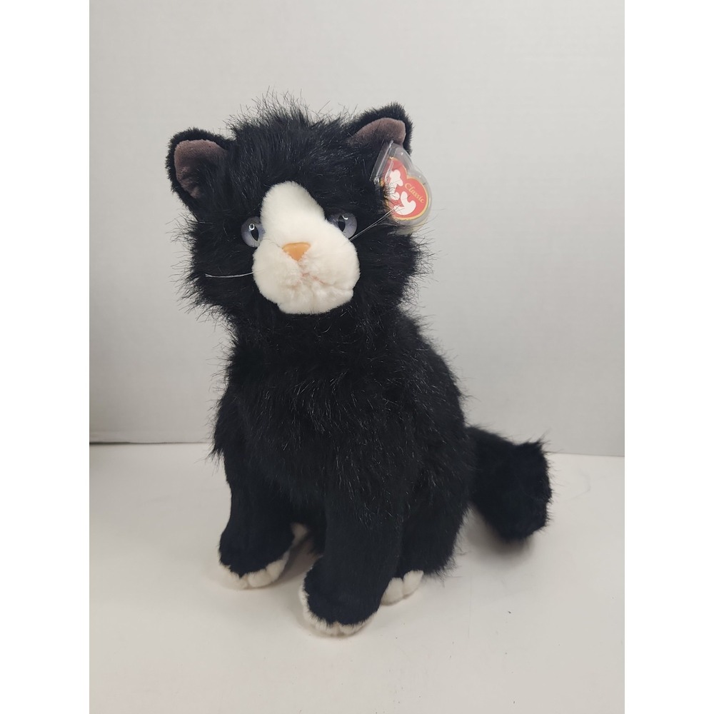 Vintage Ty Classic Shadow Black Cat Plush 1999 Tuxedo 12" Sitting Retired MWMT